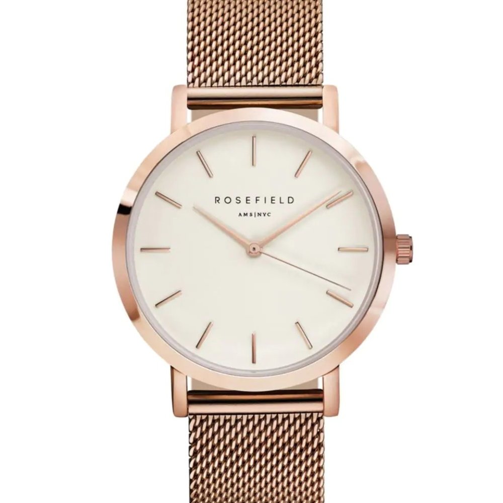 Rosefield Mercer Analog Rose Goldtone Mesh Watch